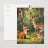 Carte Postale Scène mignonne d'animaux de la forêt (Devant / Derrière)