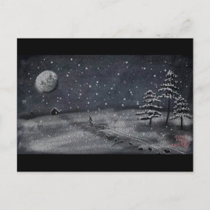 Carte Postale scène neigeuse paisible de tableau de nuit