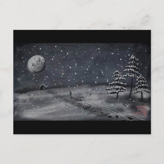 Carte Postale scène neigeuse paisible de tableau de nuit (Devant)