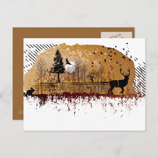 Carte Postale Scène nocturne d'automne (Devant / Derrière)