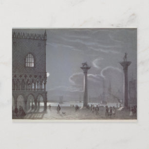 Carte Postale Scène Nocturne du Palazzo Ducale et des Deux Colu