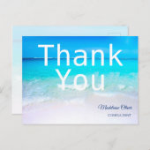 Carte Postale Scène océanique été plage blanc bleu Merci    (Devant / Derrière)