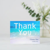 Carte Postale Scène océanique été plage blanche bleue merci (Debout devant)