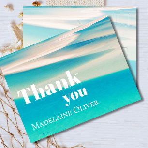Carte Postale Scène océanique Plage d'été Bleu Merci
