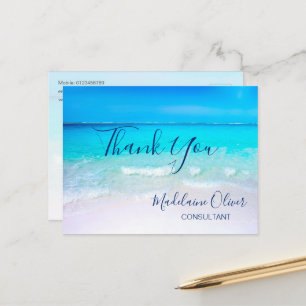 Carte Postale Scène océanique plage estivale bleue Merci