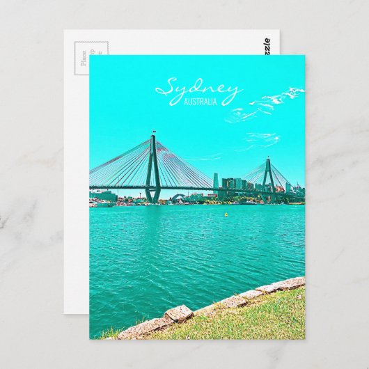 Carte Postale Scène portuaire du pont ANZAC de Sydney (Devant / Derrière)