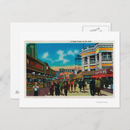 Carte Postale Scène quotidienne sur le Pike, Long Beach (Devant / Derrière)