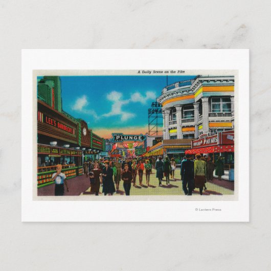 Carte Postale Scène quotidienne sur le Pike, Long Beach (Devant)