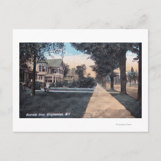 Carte Postale Scène résidentielle sur Riverside Drive (Devant)