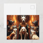 Carte Postale Scène rituelle étrange avec des chiens (Devant / Derrière)