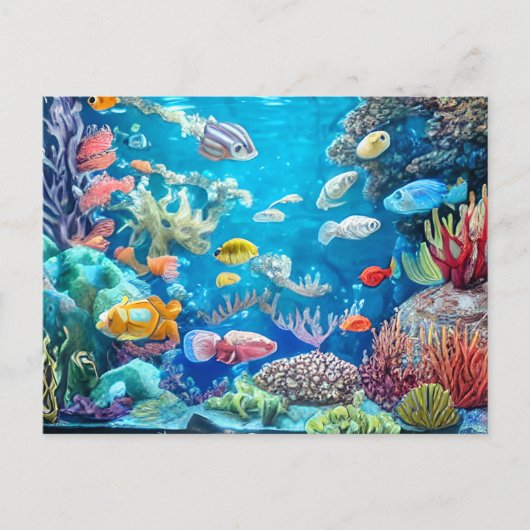 Carte Postale Scène sous-marine avec poisson amusant (Devant)