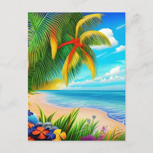 Carte Postale Scène Tropical Beach Palm Tree (Devant)