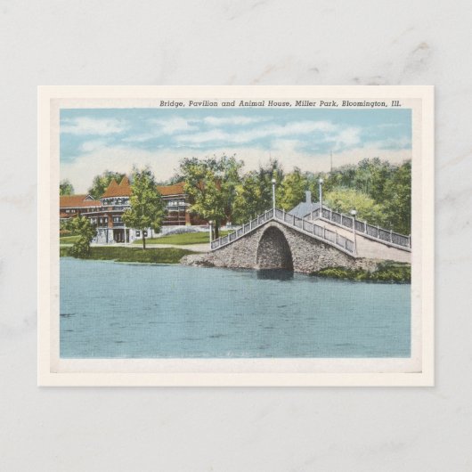 Carte Postale Scène vintage de Bloomington Illinois Park (Devant)