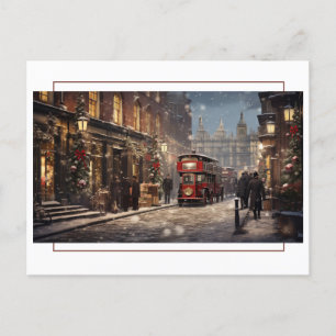 Carte Postale Scène vintage de la rue Christmas à Londres