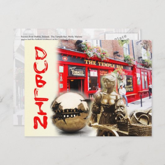 Carte Postale Scènes de Dublin, Irlande (Devant / Derrière)