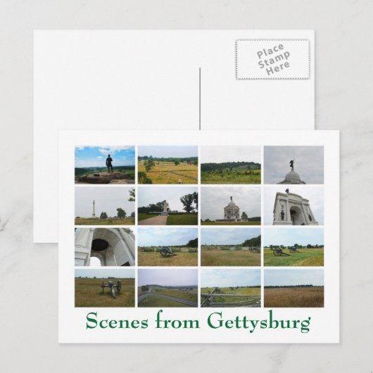 Carte Postale Scènes de Gettysburg (Devant / Derrière)