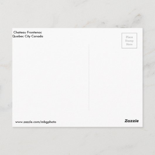 Carte Postale Scènes de Québec (Dos)