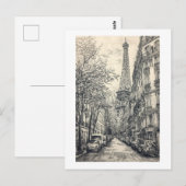 Carte Postale Scènes Paris dessinées à la main (Devant / Derrière)