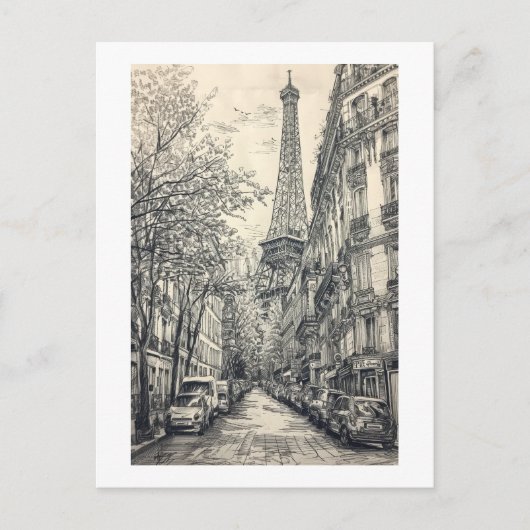 Carte Postale Scènes Paris dessinées à la main (Devant)