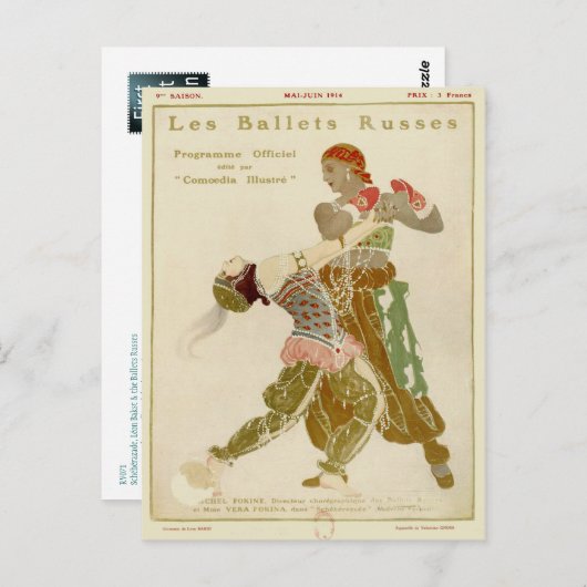 Carte Postale Schéhérazade, Léon Bakst & Ballets Russes (Devant / Derrière)