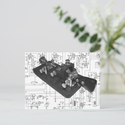 Carte postale Schéma de clé radio du code Morse (Debout devant)