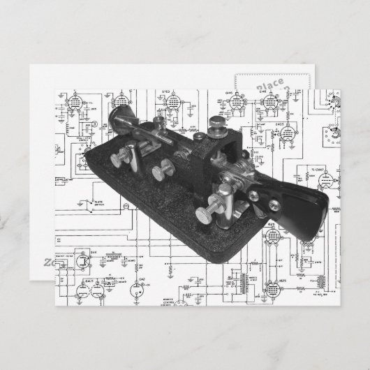 Carte postale Schéma de clé radio du code Morse (Devant / Derrière)