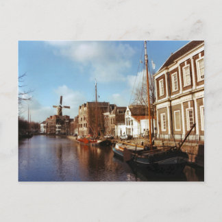 Carte Postale Schiedam, moulins à vent et péniches