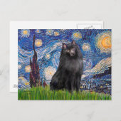 Carte Postale Schipperke 2 - Nuit étoilée (Devant / Derrière)