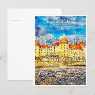 Carte Postale Schloss Moritzburg Allemagne Voyage aquarelle
