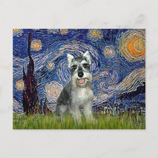 Carte Postale Schnauzer 8cr - Nuit étoilée (Devant)