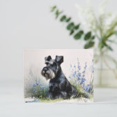 Carte Postale Schnauzer à l'aquarelle (Debout devant)