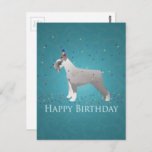 Carte Postale Schnauzer Bonne conception d'anniversaire (Devant / Derrière)