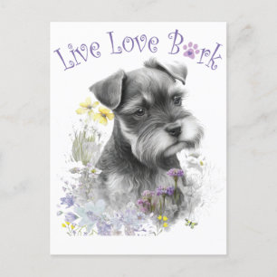 Carte Postale Schnauzer Chien Maman Floral