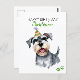 Carte Postale Schnauzer Chien Personnalisé Joyeux Anniversaire