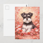 Carte Postale Schnauzer de la Saint-Valentin avec des cœurs (Devant / Derrière)