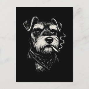 Carte Postale Schnauzer fumeur Amateur de chien drôle Vintage Ca