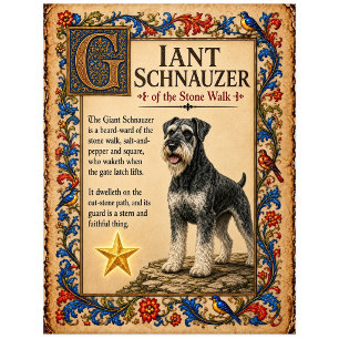 Carte Postale Schnauzer géant, Art de bestiaire médiéval