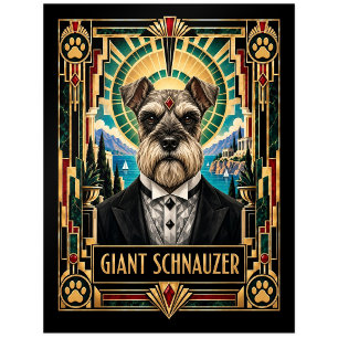 Carte Postale Schnauzer géant, chien Art Déco