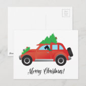 Carte Postale Schnauzer géant Conduit une voiture - arbre sur le (Devant / Derrière)