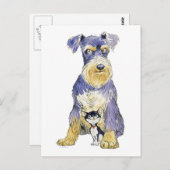 Carte postale Schnauzer & Kitten (Devant / Derrière)