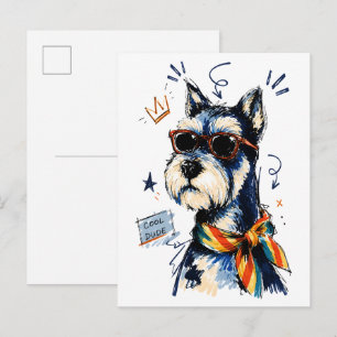 Carte Postale Schnauzer Mec avec des Lunettes de Soleil