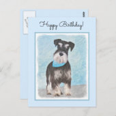 Carte Postale Schnauzer (Miniature) Peinture - Chien original mi (Devant / Derrière)