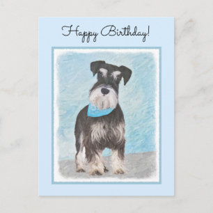 Carte Postale Schnauzer (Miniature) Peinture - Chien original mi