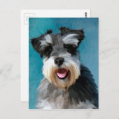 Carte Postale Schnauzer Miniature peinture couleur de l'eau (Devant / Derrière)