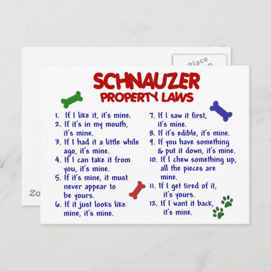 Carte Postale SCHNAUZER, propriété Lois 2 (Devant / Derrière)