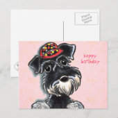 Carte Postale Schnauzer Red Casquette Off-Leash Art™ (Devant / Derrière)