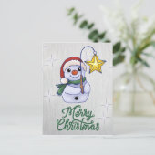 Carte Postale Schneemann mit Stern (Debout devant)