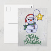Carte Postale Schneemann mit Stern (Devant / Derrière)