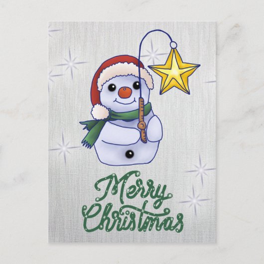 Carte Postale Schneemann mit Stern (Devant)