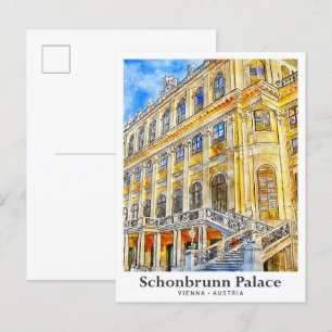 Carte Postale Schonbrunn Palace Vienna Autriche Travel Aquarelle